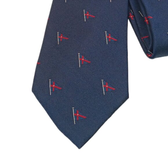 Career Cravats Silk Tie Men’s 63.5” Navy Pennant Flag Nautical Sailing Coastal - Picture 1 of 3